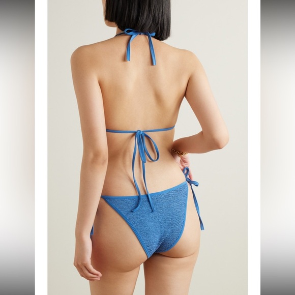 Hunza G Gina seersucker bikini bottoms in metallic denim - Picture 10 of 11